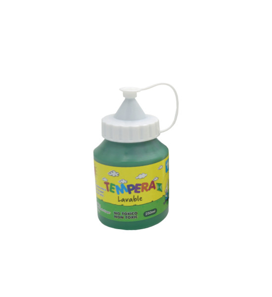 Témpera Escolar, Frasco Plástico c/Aplicador, 250 mL. Verde